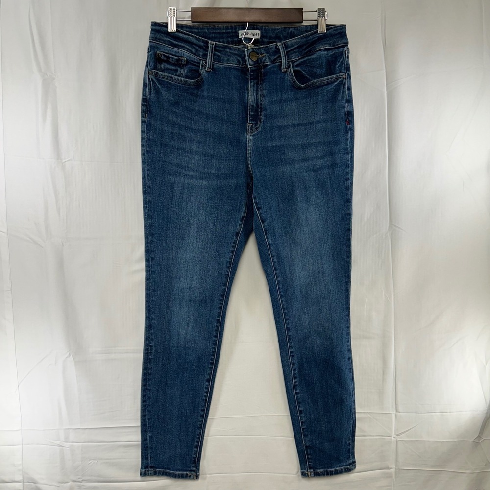 Warp + Weft Skinny Jeans Womens 14 Blue Dark Mid Wash High Rise Stretch